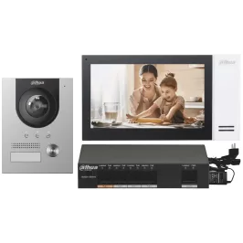 Kit de videoportero IP con montaje en pared y switch PoE