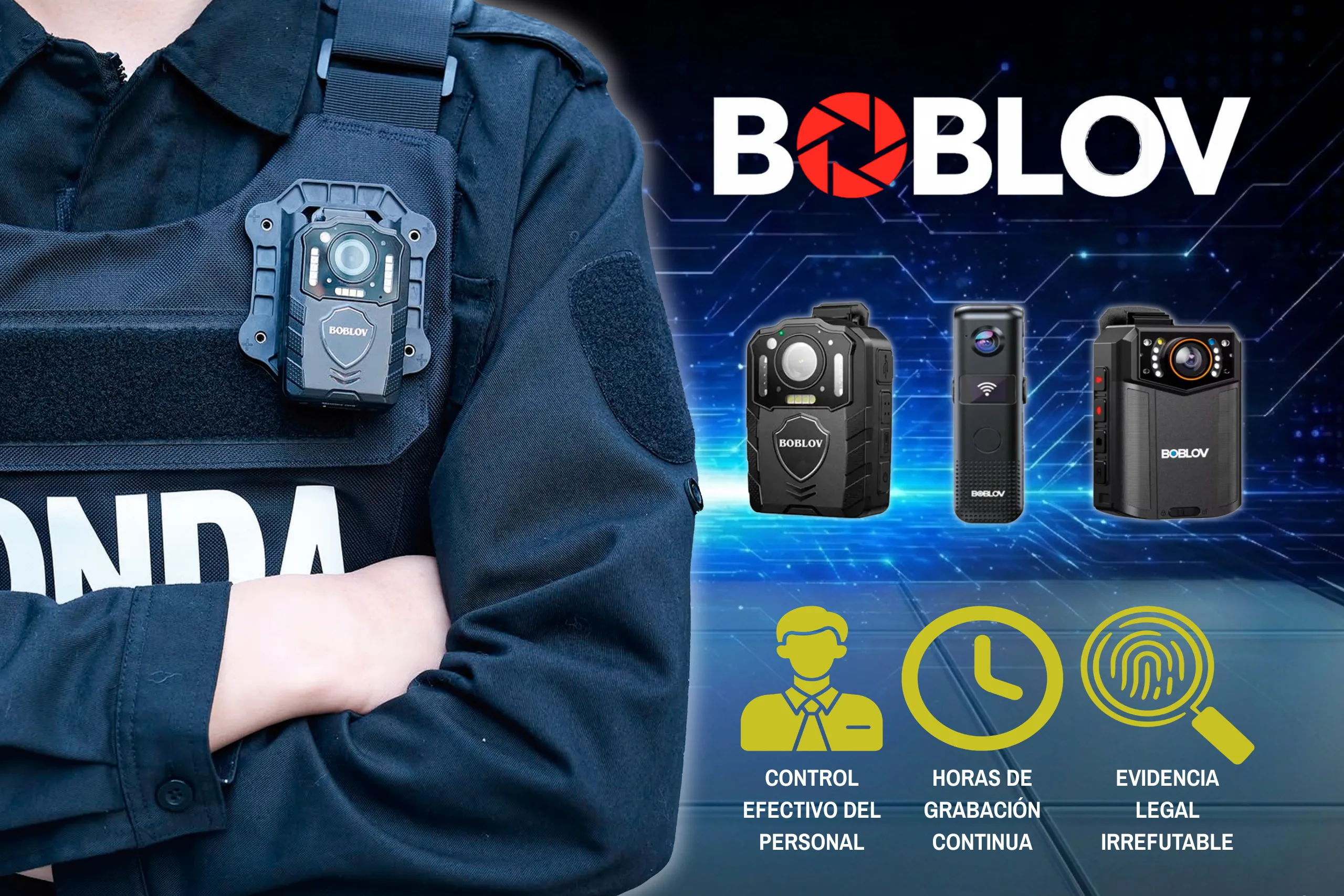 Cámaras corporales Boblov para agentes de seguridad