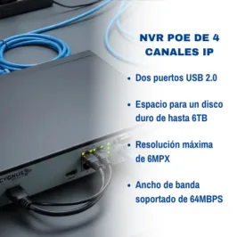 NVR PoE de 4 canales Cygnus