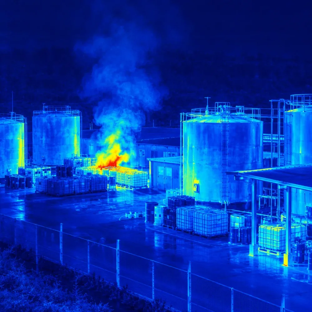 Detección de incendio por video para depósitos de solventes, pinturas y químicos inflamables y fábricas de plástico - Disponible en MAFP Tecnología